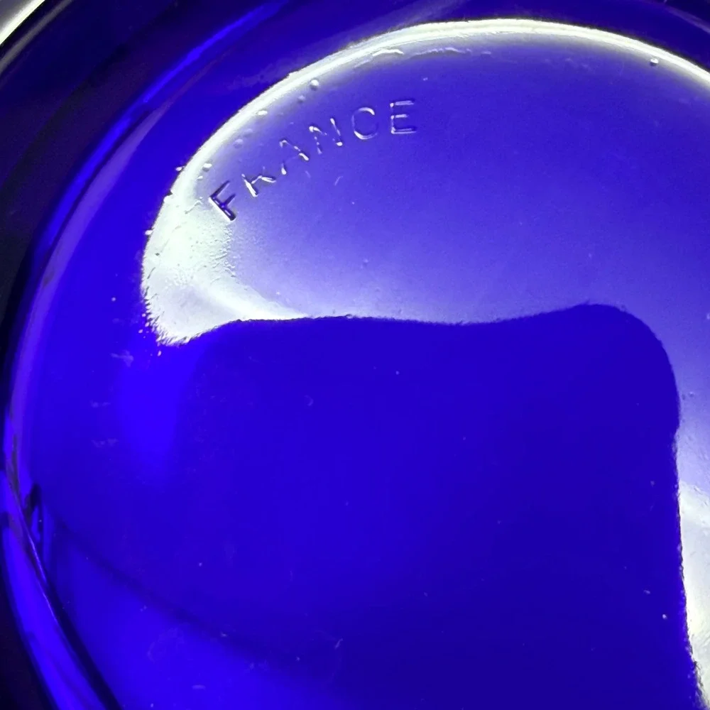 Godinger Cobalt Blue Glass Relish Dish Silver Plate Footed Caddy Made in France